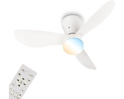 BRILONER Lufito - Plafondventilator met verlichting - LED plafondlamp met ventilator - ventilator lamp zomer- en wintermodus - dimbaar - CCT - Ø78cm - wit