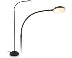 BRILONER Megg - LED Vloerlamp – dimbaar & zwenkbaar – 125.5 cm hoog – warm wit licht bureaulamp – moderne staande lamp – leeslamp voor woonkamer – zwart