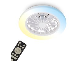 BRILONER Pafo - Plafondventilator met verlichting - LED plafondlamp met ventilator - dimbaar - 5 snelheden - ventilatorlamp zomer- en wintermodus - CCT - Ø38 cm - wit