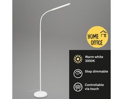 BRILONER Pivaz - Vloerlamp dimbaar - woonkamer staande lamp - met touch - wit - h: 126.5cm