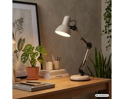 BRILONER PIXA - Tafellamp - bureaulamp - zwenkbaar - kabelschakelaar - E14 fitting - max. 25 watt - Ø15.5 x 53 cm - beige