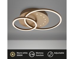 BRILONER - Plafondlamp - 3773017 - Zwenkbaar - Warm wit 3000K - Geheugenfunctie - Puntjes en frame afzonderlijk schakelbaar - 40 x 30 x 7,5 - Bruin-goud