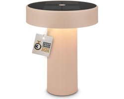 BRILONER Poga - Tafellamp oplaadbaar - dimbaar - zonneenergie buitenverlichting - warm wit licht - Ø16 cm - beige