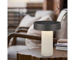 BRILONER Poga - Tafellamp oplaadbaar & solar - dimbaar - zonne energie buitenverlichting - warm wit licht - Ø16 cm - offwhite antraciet