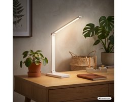 BRILONER Rick – LED Bureaulamp – CCT tafellamp – dimbaar touchbediening – USB-C – wit – 31.5 x 38cm
