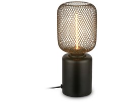 BRILONER Rist – Tafellamp – industrieel bedlamp – zwart – draadframe design – E27 fitting – met schakelkabel – Ø10x25 cm
