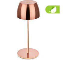 Briloner Serina Mini - Snoerloze LED tafellamp IP44 - 7503013 - Dimbaar - Touch - Spatwaterdicht - Snoerloos - Verwisselbare batterij en lichtbron - Ø8 x 20 cm - Koper
