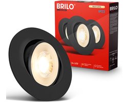 BRILONER Show - Inbouwspots set van 3 - spotjes - 3.000K warm wit licht - 4.9W - zwart - Ø9cm