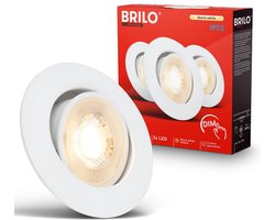 BRILONER Show - Inbouwspots set van 3 - spotjes dimbaar - 3.000K warm wit licht - 4.9W - wit - Ø9cm