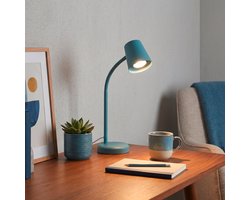 BRILONER Skriva - Tafellamp - bureaulamp - met snoer - draaibaar tafellampje - excl. GU10 - 13 x 38,5 cm - blauw