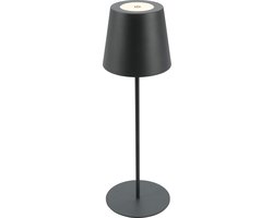 BRILONER - Snoerloze tafellamp - Touch - In hoogte verstelbaar - Verwisselbare batterij - Verwisselbare voet - Ø36 x 10,5 cm - Antraciet