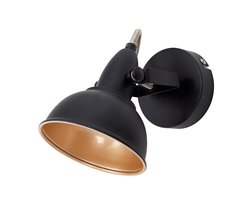 BRILONER SOFT - wandlamp - plafond spot - 1 lichts - draai- en draaischijnwerper retro / vintage uitvoering - houder: E14 max. 40 Watt - metaal - zwart-goud - 15,6 x 10 cm