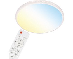 BRILONER STYLE - Plafonnière - plafondlamp met sterdecor en transparante kristallen - plafondlamp dimbaar - incl. afstandsbediening - incl. nachtverlichting - timer & memory functie - wit - Ø 59,5cm - LED - 48W 4.000lm
