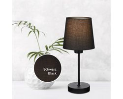 BRILONER - Tafellamp - bedlamp met stoffen kap - excl. E14 - Ø14cm - zwart