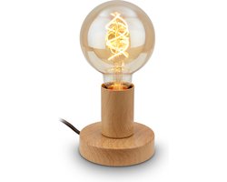 BRILONER Teepu - Industriële Tafellamp - retro bedlamp - metaal - E27 fitting - Ø10 cm - houtlook