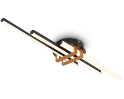 BRILONER Tinka - LED Design Plafondlamp - met warm wit licht - hoekprofielen - 78 x 16 x 6,6 cm - zwart-hout