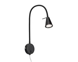 BRILONER Tusa - LED Wandlamp - zwenkbare bureaulamp - bedlamp met warm wit licht - 4.7 W - zwart - Ø8 x 45 cm