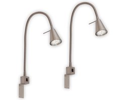 BRILONER Tuso - Set van 2 Wandlampen - bedlampen - incl. warm wit licht 3.000 K - GU10 - mat nikkel - metaal - 40.3 x 21.7 x 5.8 cm