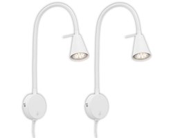 BRILONER Tuso - Set van 2 Wandlampen - bedlampen - incl. warm wit licht 3.000 K - GU10 - wit - metaal - 40.3 x 21.7 x 5.8 cm