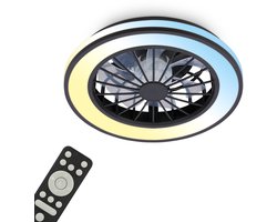 BRILONER Venturo - Plafondventilator met verlichting - LED plafondlamp met ventilator - dimbaar - 5 snelheden - zomer- en wintermodus - CCT - Ø38 cm - zwart