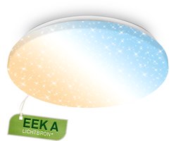 BRILONER Verb A - CCT LED Plafondlamp - EEK A lichtbron* - plafonniere met sterrenhemeleffect - dimbaar met afstandsbediening -geheugen- en nachtlichtfunctie - Ø38cm - wit