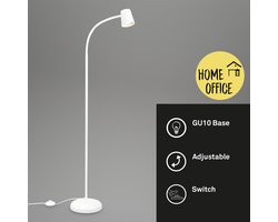 BRILONER - Vloerlamp - flexibele lampenkop - staande lamp met voetschakelaar - GU10 fitting - wit - 127.5cm