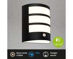 BRILONER - Wandlamp Oplaadbaar - LED buitenverlichting - met akku - met bewegingsmelder - met schemersensor - 18 x 15 x 7 cm - zwart