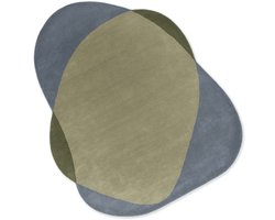 Brink & Campman Element Chad Grey Green 087704 Vloerkleed - 160 x 188 cm - Groen,Grijs - Organic - Wol - Eetkamer, Woonkamer, Slaapkamer - Geometrisch, Abstract - Modern, Design