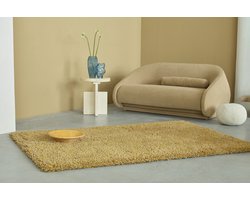 Brink & Campman Vloerkleed - 200 x 300 cm - Geel,Beige - Rectangular - Wol - Woonkamer, Slaapkamer - Effen - Modern, Shaggy - Hoogpolig, Landelijk