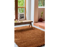 Brink & Campman Vloerkleed - 200 x 300 cm - Oranje - Rectangular - Wol - Woonkamer, Slaapkamer - Effen - Modern, Shaggy - Hoogpolig