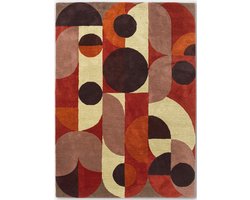 Brink en Campman - Brink en Campman Decor Cosmo Red Pale Green 095203 Vloerkleed - 140x200  - Rechthoek - Laagpolig Tapijt - Modern - Meerkleurig