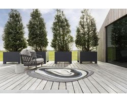 Brink en Campman - Brink en Campman Habitat Aura Grey Outdoor 477304 Vloerkleed - 250x350  - Ovaal - Buiten,Laagpolig Tapijt - Modern - Meerkleurig