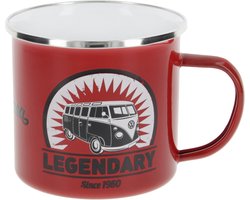 BRISA VW Collection - Volkswagen grote emaille koffie-thee-cappuccino-mok-Haferl mok voor Camping & Outdoor T1 Bulli Bus- motief (500 ml T1 Bulli Bus- motief/ kleurrijk)