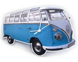 Brisa Wandklok Volkswagen T1 bus Bulli - Kleur - Blauw