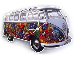 Brisa Wandklok Volkswagen T1 bus Bulli - Kleur - Bloemen