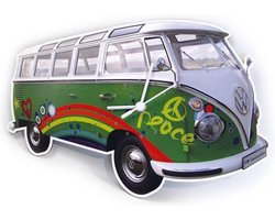 Brisa Wandklok Volkswagen T1 bus Bulli - Kleur - Groen