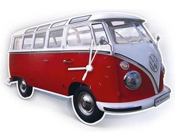 Brisa Wandklok Volkswagen T1 bus Bulli - Kleur - Rood