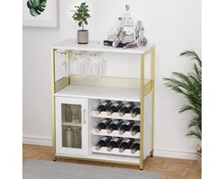 Brisakys Wijnkast, keukenkast met afneembaar wijnrek en geïntegreerde glashouders, commode hout, dressoir 72x35x90 cm gouden