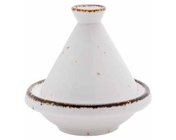 Brisbane Mini Tajine - Tajine Schaal met Deksel - Serveerschaal voor Tapas & Fun Cooking - Porselein - 70ml - 9 x 9 cm - Wit