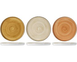 BRISBANE PLAT BORD D25,5CM 3ASS H2.5CM - ORANGE-BROWN-BEIGE - Set van 3