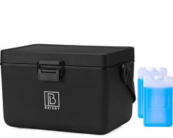 Brisby Koelbox - Frigobox - Coolbox - Auto - Lichtgewicht - Broodtrommel - 12L - 2 koelelementen van 450ml per stuk - Incl. Dividers Snijplanken - Bieropener - Flesopener - Max. 40 uur isolatie - Zwart