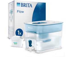 BRITA Flow waterfiltersysteem Cool blue (8,2L) incl. 1 x MAXTRA PRO All-in-1 filter die PFAS*, chloor en kalkaanslag vermindert - waterdispenser met XXL volume, past in de koelkast
