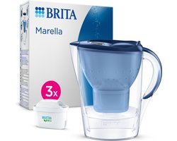 BRITA waterfilterkan Marella Cool blue (2,4L) incl. 3x MAXTRA PRO All-in-1 filter die PFAS*, chloor en kalkaanslag vermindert - past in de koelkastdeur - met digitale vervangingsindicator