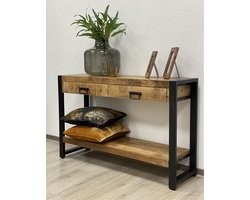 Britt mangohouten sidetable 120 cm met 2 lades