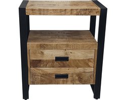 Britt nachtkast bijzettafel hoektafel mangohout 2 lades
