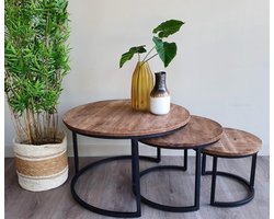 Brix - Salontafel Jerrel - Set van 3 - Mangohout - 73x73x44