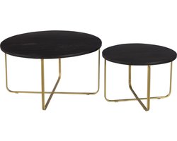 Brix Salontafel Levi Set van 2, Zwart/Brass