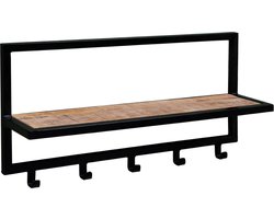 Brix | wandkapstok Bono | staal met mangohout | industrieel | 5 haken