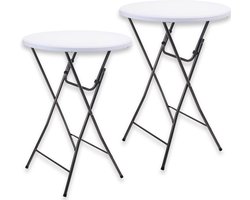Brixy 2 Stevige Statafels - Partytafel - Robuust en Weersbestendig - Inklapbaar - 80cm x 110cm - Feest - Wit/Grijs