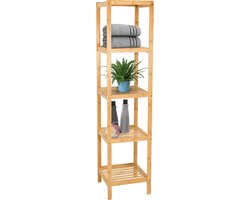 Brixy Badkamerrek - Badkamermeubel - 5-Laags - 141x33x33cm - Badkamer Kast - Bamboe
